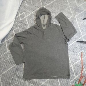 Eddie Bauer XL Hooded Sweatshirt Quarter Button Gray